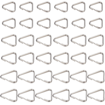 90Pcs 3 Styles 304 Stainless Steel Adjuster Triangle Double Buckles, Fit For Top Drilled Beads, Webbing, Strapping Bags, Stainless Steel Color, 12.5~15.5x13.5~17x2mm, Inner Diameter: 10.5~13.5x11.5~15mm, 30pcs/style