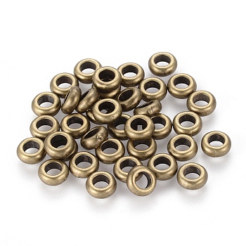 Alloy Spacers Beads, Rondelle, Lead Free and Cadmium Free & Nickel Free, Donut, Antique Bronze, Size: about 7mm diameter, 3mm thick, hole: 4mm