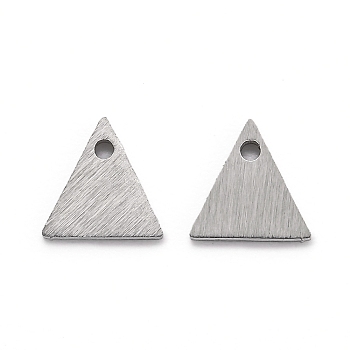 304 Stainless Steel Pendants, Stamping Blank Tag, Laser Cut, Double Side Drawbench Effect, Triangle, Stainless Steel Color, 6x6x1mm, Hole: 0.6mm