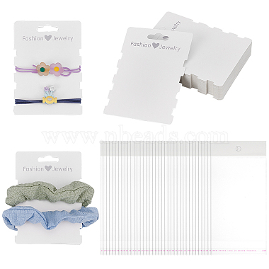 White Heart Paper Hair Tie Display Cards