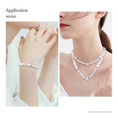 3Pcs Natural Shell & Plastic Pearl Flowers Beaded Necklaces and Stretch Bracelet Set(SJEW-SW00010-02)-7