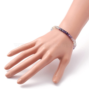 5 мм натуральный флюоритовый граненый браслет из круглых бусин стрейч для девушек и женщин(BJEW-JB07116)-3