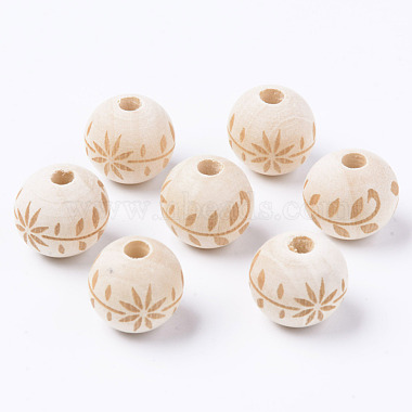 Antique White Round Wood European Beads