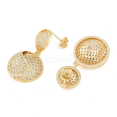 Brass Pave Clear Cubic Zirconia Stud Earrings for Women(EJEW-S225-10G-01)-2