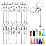 DIY Keychain Making Kits, including Alloy Bar Beadable Keychain, Faux Suede Tassel Pendant Decorations, Mixed Color, 148mm(DIY-WA0001-34)