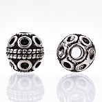 Tibetan Style Alloy Beads, Round, Cadmium Free & Nickel Free & Lead Free, Antique Silver, 8x8mm, Hole: 2mm(X-TIBE-Q063-120AS-NR)