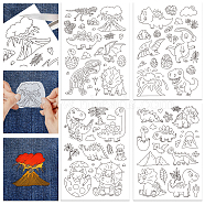 4 Sheets 11.6x8.2 Inch Stick and Stitch Embroidery Patterns, Non-woven Fabrics Water Soluble Embroidery Stabilizers, Dinosaur, 297x210mmm(DIY-WH0455-026)