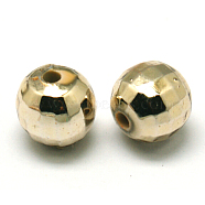 Faceted Round Plated Acrylic Beads, Golden Plated, 6mm, Hole: 1mm, about 4500pcs/pound(PACR-L001-6mm-G)