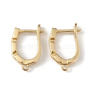 Brass Hollow Out Rectangle Hoop Earring Findings, Latch Back, Lead Free & Cadmium Free, Real 18K Gold Plated, 18.5x12x3mm, Hole: 1.2mm, Pin: 1mm(ZIRC-L097-058G)