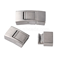 304 Stainless Steel Bayonet Clasps, Rectangle, Frosted, Stainless Steel Color, 22x10x5mm, Hole: 3x8mm(STAS-K145-15P)