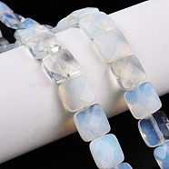 Opalite Beads Strands, Faceted Square, 12~12.5x12~12.5x5.5~6mm, Hole: 1.2mm, about 17pcs/strand, 8.07~8.4''(20.5~21cm)(G-T138-155)