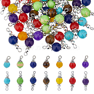 Chakra Theme Natural & Synthetic Mixed Gemstone Pendant & Link Connectors DIY Jewelry Making Finding Kits, Pendants: 16x8~8.5mm, Hole: 2mm(DIY-FH0006-77)