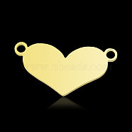201 Stainless Steel Connector Charms, Heart, Real 18K Gold Plated, 9.5x19x1mm, Hole: 1.4mm(STAS-N090-LA874-2)