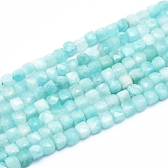 Natural Amazonite Beads Strands, Grade AB, Faceted, Cube, 3~4x3~4x3~4mm, Hole: 0.6mm, about 98~108 pcs/Strand, 15.55 inch(39.5cm)(G-D0003-B11)