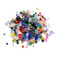 Transparent Faceted Glass Beads, Center Drilled/Top Drilled, Round/Teardrop/Bicone, Mixed Shape, Mixed Color, 1.5~12x2~8mm, Hole: 0.8~1.5mm, about 1120Pcs/200g(GLAA-XCP0001-23)