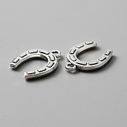 Tibetan Style Alloy Pendants, Lucky Horseshoes Charms, Antique Silver, 19x15x2.5mm, Hole: 1.9mm(FIND-CJC0007-47)