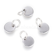 304 Stainless Steel Charms, with Jump Rings, Blank Stamping Tag, Flat Round, Stainless Steel Color, 6x0.7mm, Hole: 3.5mm(EJEW-L238-03A-P)