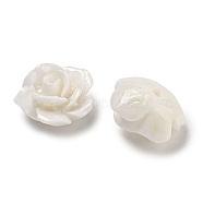 Synthetic Coral Dyed Carved Beads, Flower, Half Hole, White, 9.5x6.3mm, Hole: 1mm(SHEL-I001-05C-10)