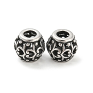 316 Surgical Stainless Steel  Beads, Barrel, Antique Silver, 10.5x9.5mm, Hole: 4mm(STAS-Q304-10AS)