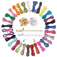 DIY Jewelry Making Kits, Eco-Friendly Korea Faux Suede Cords, Iron Folding Crimp Ends, Extender Chains, Mixed Color, 3x1.5mm, about 1m/strand(LW-PH0002-01)