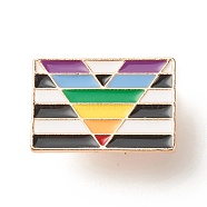 Pride Flag Enamel Pin, Rectangle Iron Enamel Brooch for Backpack Clothes, Light Gold, Colorful, 17x25x10.5mm(JEWB-C012-02A)