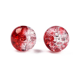 Transparent Crackle Acrylic Beads, Round, Dark Red, 8x7.5mm, Hole: 1.8mm, about 1700pc/500g(CACR-N002-20B)
