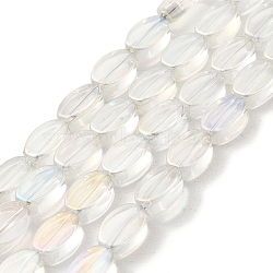 Glass Beads Strands, Oval, Clear AB, 10.5x7x4mm, Hole: 1mm, about 80pcs/strand, 33.86 inch(86cm)(GLAA-G104-04B)
