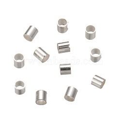 Brass Crimp Beads, Tube, Silver Color Plated, 2x2x0.1~0.13mm, Hole: 1.5mm, about 1900pcs/20g(X-KK-R077-2mm-S)