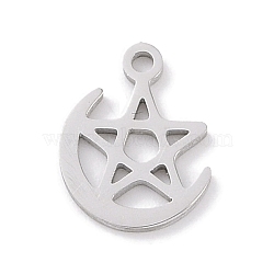 Non-Tarnish 304 Stainless Steel Charms, Laser Cut, Stainless Steel Color, Star, 11x8x1mm, Hole: 1mm(STAS-K286-01F-P)