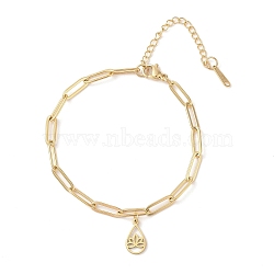 304 Stainless Steel Bracelets, Teardrop, Real 18K Gold Plated, 6-3/4 inch(17.2cm)(BJEW-Q340-03G)