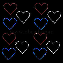 Triple Heart Eco-Friendly Acrylic Hotfix Rhinestone, Iron on Appliques, Costume Accessories, for Clothes, Bags, Pants, Mixed Color, 56x54x1mm(DIY-WH0419-69A)