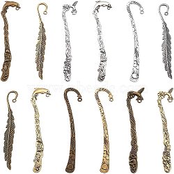 12Pcs 12 Styles Tibetan Style Alloy Bookmarks, Cadmium Free & Lead Free, Mixed Color, 1pc/style(PALLOY-SC0003-83)