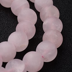 Frosted Round Natural Rose Quartz Bead Strands, 10mm, hole: 1mm, about 38~39pcs/strand, 15 inch(G-J346-06-10mm)