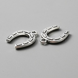 Tibetan Style Alloy Pendants, Lucky Horseshoes Charms, Antique Silver, 19x15x2.5mm, Hole: 1.9mm(FIND-CJC0007-47)