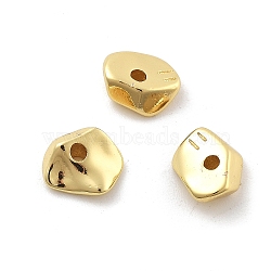 Rack Plating Nuggets Brass Beads, Long-Lasting Plated, Lead Free & Cadmium Free, Real 18K Gold Plated, 6x6.5x3mm, Hole: 1.2mm(KK-M309-43G-01)