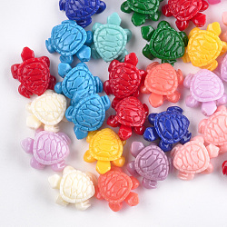 Synthetic Coral Beads, Dyed, Sea Turtle, Mixed Color, 12x10x5.5mm, Hole: 1.2mm(X-CORA-S026-13)
