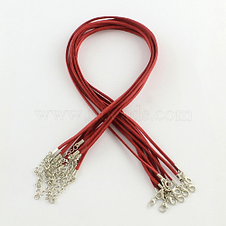 2mm Faux Suede Cord Necklace Making with Iron Chains & Lobster Claw Clasps, FireBrick, 44x0.2cm(NCOR-R029-06)