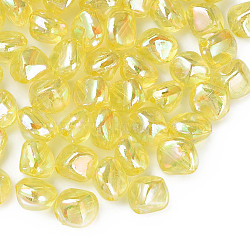 Transparent Acrylic Beads, AB Color Plated, Nuggets, Yellow, 10.5x10x8mm, Hole: 1.6mm, about 2300pcs/500g(MACR-S373-131-C03)