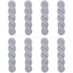 8Pcs Polyester Braided Cord Epaulettes, Garment Accessories, Silver, 107x25x9mm(AJEW-FH0009-15)