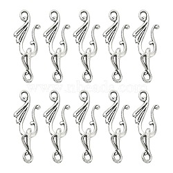 Tibetan Style Alloy Hook and Eye Clasps, Irregular, Cadmium Free & Lead Free, Antique Silver, Hook: 25x13mm, Hole: 2mm, Eye Clasps: 16x5x6mm, Hole: 2mm(PALLOY-YW0003-25)