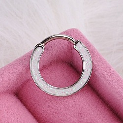 316L Stainless Steel Micro Pave Cubic Zirconia Hoop Nose Rings, Ring, Inner Diameter: 10mm, Pin: 1.2mm(WG5D603-08)