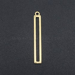 201 Stainless Steel Pendants, Laser Cut, Hollow, Rectangle/Bar, Real 18K Gold Plated, 32x4x1mm, Hole: 1.6mm(STAS-N090-LA139)