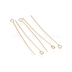 304 Stainless Steel Eye Pins, Golden, 40x0.6mm, Hole: 2mm(STAS-L238-005D-G)