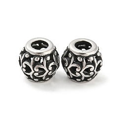 316 Surgical Stainless Steel  Beads, Barrel, Antique Silver, 10.5x9.5mm, Hole: 4mm(STAS-Q304-10AS)