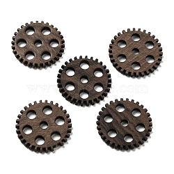 Walnut Wood Pendants, Gear Charms, Undyed, Coffee, 23.5x2mm, Hole: 3mm & 4mm(WOOD-G018-01-1)