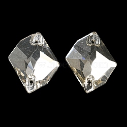 Glass Connector Charms, Faceted Polygon Links, Clear, 21x16.5x5mm, Hole: 1.2mm(GLAA-A006-11B)