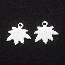 201 Stainless Steel Charms, Maple Leaf, Silver, 13~14x14x0.5~0.7mm, Hole: 1.4~1.6mm(STAS-F192-037S)