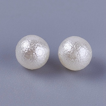 Eco-Friendly ABS Plastic Imitation Pearl Beads, Crapy Surface, No Hole/Undrilled, Round, White, 5mm