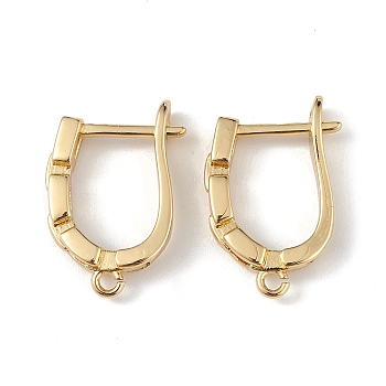 Brass Hollow Out Rectangle Hoop Earring Findings, Latch Back, Lead Free & Cadmium Free, Real 18K Gold Plated, 18.5x12x3mm, Hole: 1.2mm, Pin: 1mm