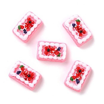 Resin Decoden Cabochons, Imitation Food, Cake, Pearl Pink, 24.5x16.5x11.5mm